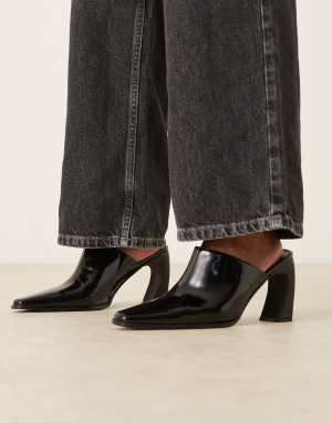 RAID Hania curved heel mules with pointed toe in black