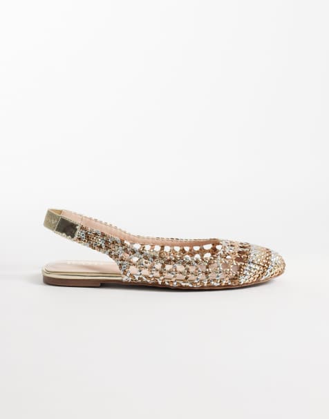 RAID – Hanne – Gewebte Ballerinas in Gold mit Fersenriemen - view 1