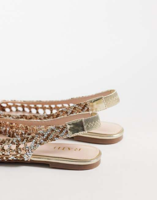 RAID Hanne woven slingback ballet flats in gold, 4 of 4