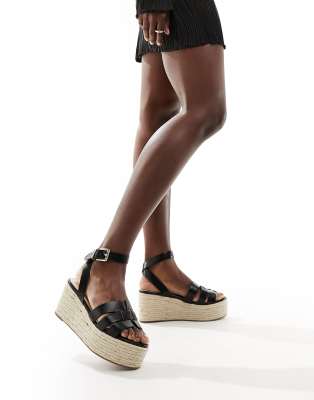 Raid Harlene Plaftorm Espadrille Sandals In Black