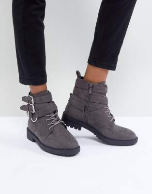 grey flat ankle boots