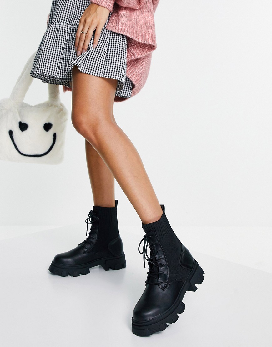 RAID Heston chunky lace up ankle boots in black