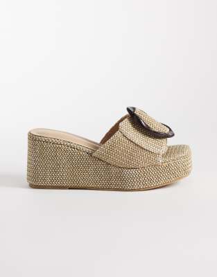 Raid Hunterr Woven Wedge Sandals In Neutral