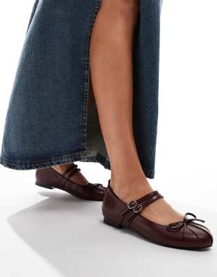 Idol mary jane ballet flats in burgundy-Red