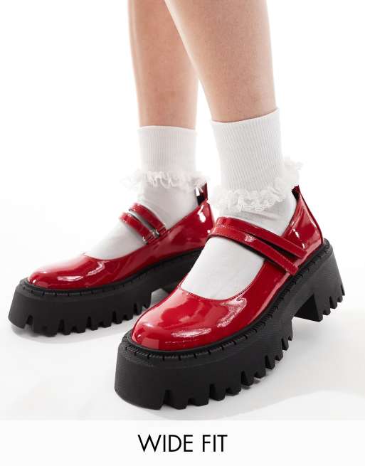 Red platform mary janes online