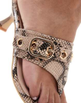Raid Inkaa Kitten Heeled Toe Thong Sandals With Buckle