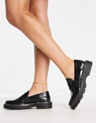 raid estera chunky heeled loafer shoes in black