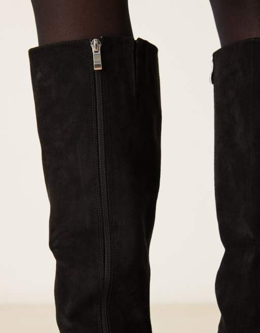 RAID Ishbel block heel boots in black micro, 2 of 4
