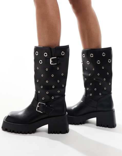 RAID Jaanvi biker knee boots with eyelets in black - view 1