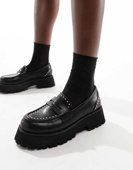 RAID - Jacina - Loafers met dikke zool en studs in zwart