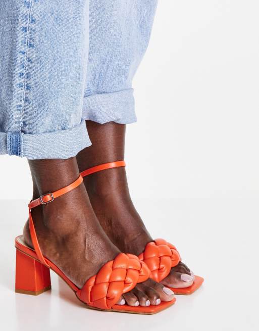 RAID - Jaelyn - Gevlochte sandalen met halfhoge hak in oranje