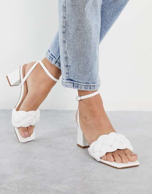 RAID - Jaelyn - Sandalen met halfhoge hak en gevlochten bandje in wit