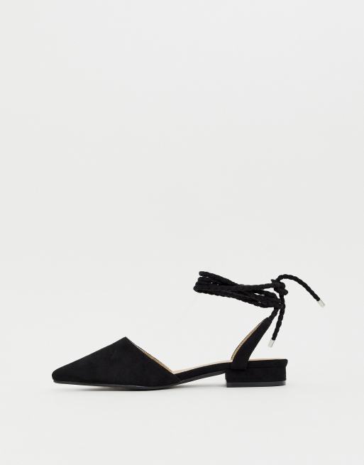 black ankle flats