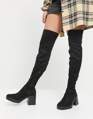 RAID Joyen chunky over the knee boots in black