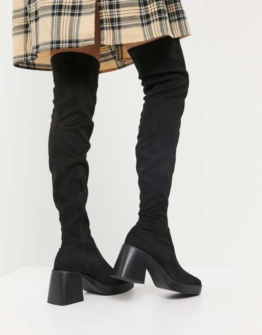 Raid Joyen Overknee Stiefel Mit Dicker Sohle In Schwarz Asos