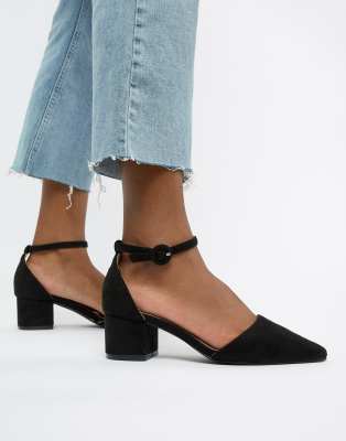 black block heel shoes with ankle strap