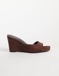 RAID Juniper faux suede heeled wedge mules in brown