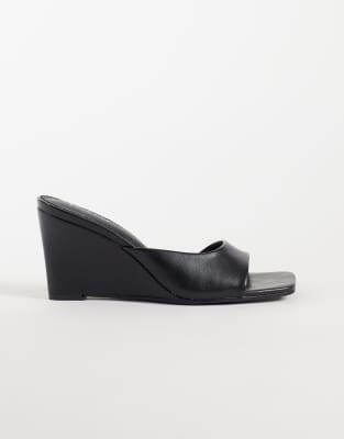 Raid Juniper Heeled Wedge Mules In Black