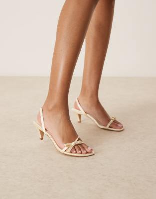  Kaiya slingback kitten heeled sandals with bow in butter yellow