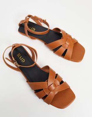 Glamorous Wide Fit braided flat sandals in tan