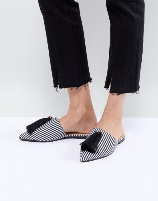 Striped mules hot sale