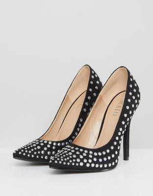 black studded court heels