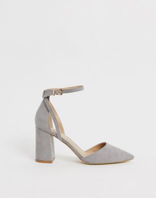 dark grey block heel sandals