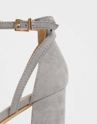 grey suede block heels