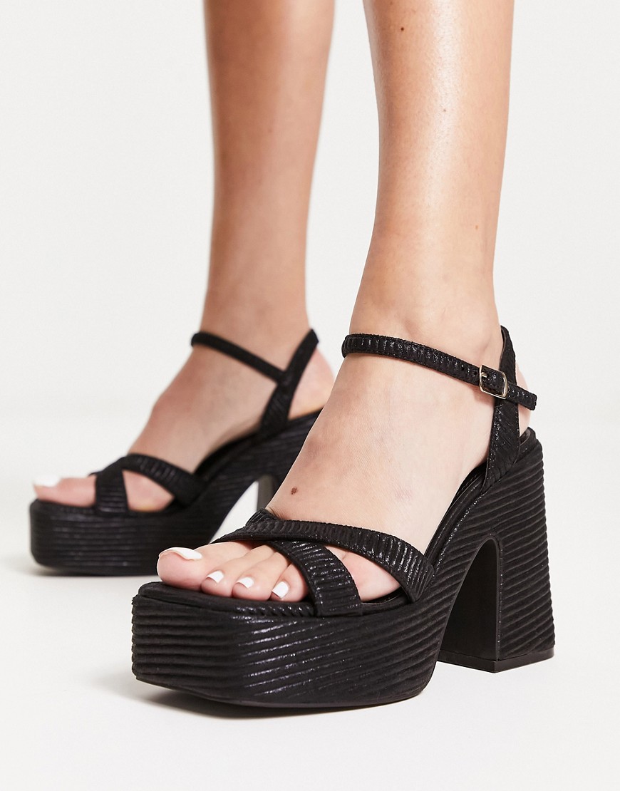 RAID Keiran platform sandals in textured black metallic - exclusive to ASOS