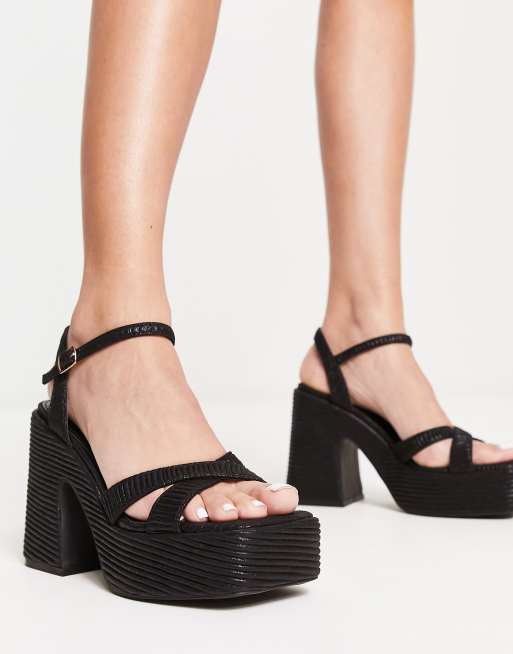 RAID Keiran platform sandals in textured black metallic - exclusive to ASOS , 2 of 4