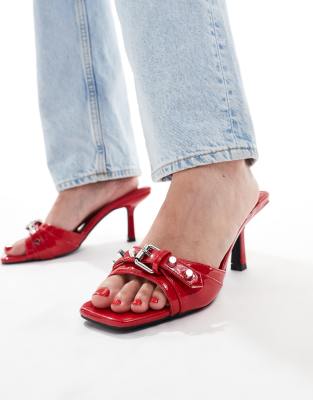 Raid RAID Kelisa kitten heel mules in cherry red