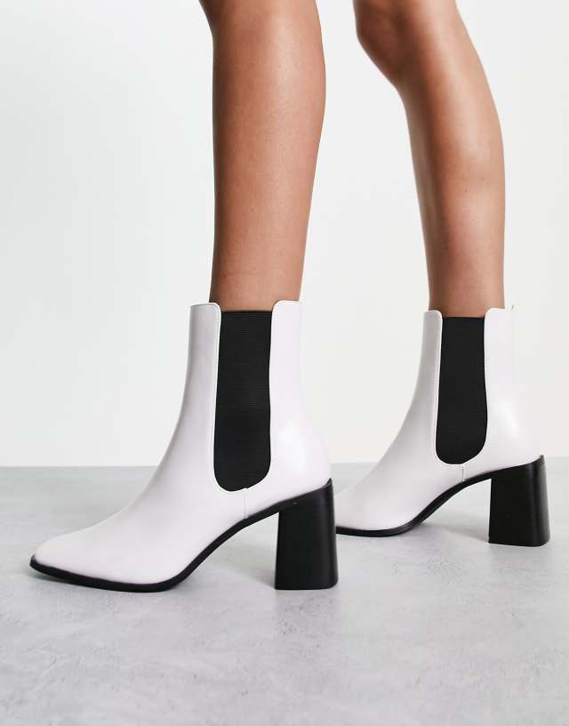 RAID Kennedi mid heel chelsea boots in white