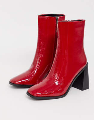 patent square toe boots