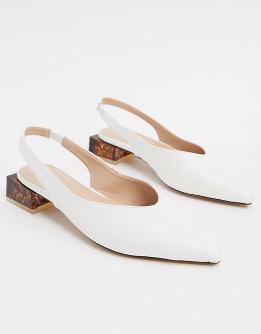 RAID Kimberly statement heel sling back flat shoes in white