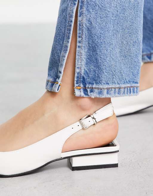 Stun dynamisch Het hotel RAID - Kinjal - Platte slingback schoenen in wit | ASOS