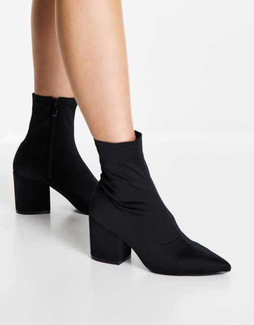 RAID Kinley mid heel sock boots in black