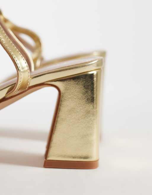 RAID Kittey block heeled sandals in gold, 4 of 4