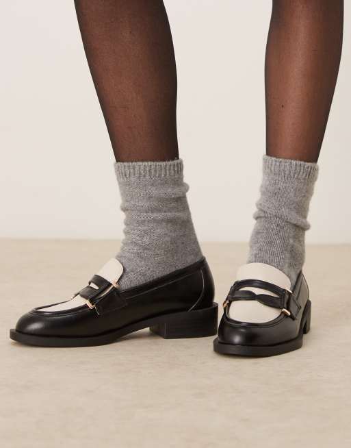 RAID - Kyden - Penny loafers in zwart en gebroken wit