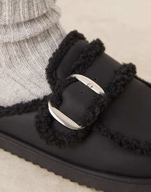 RAID Kylie teddy mules in black, 2 of 4