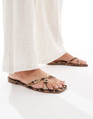 RAID - Lanah - Flache Riemen-Sandalen mit Leopardenmuster und Schnallen-Bunt