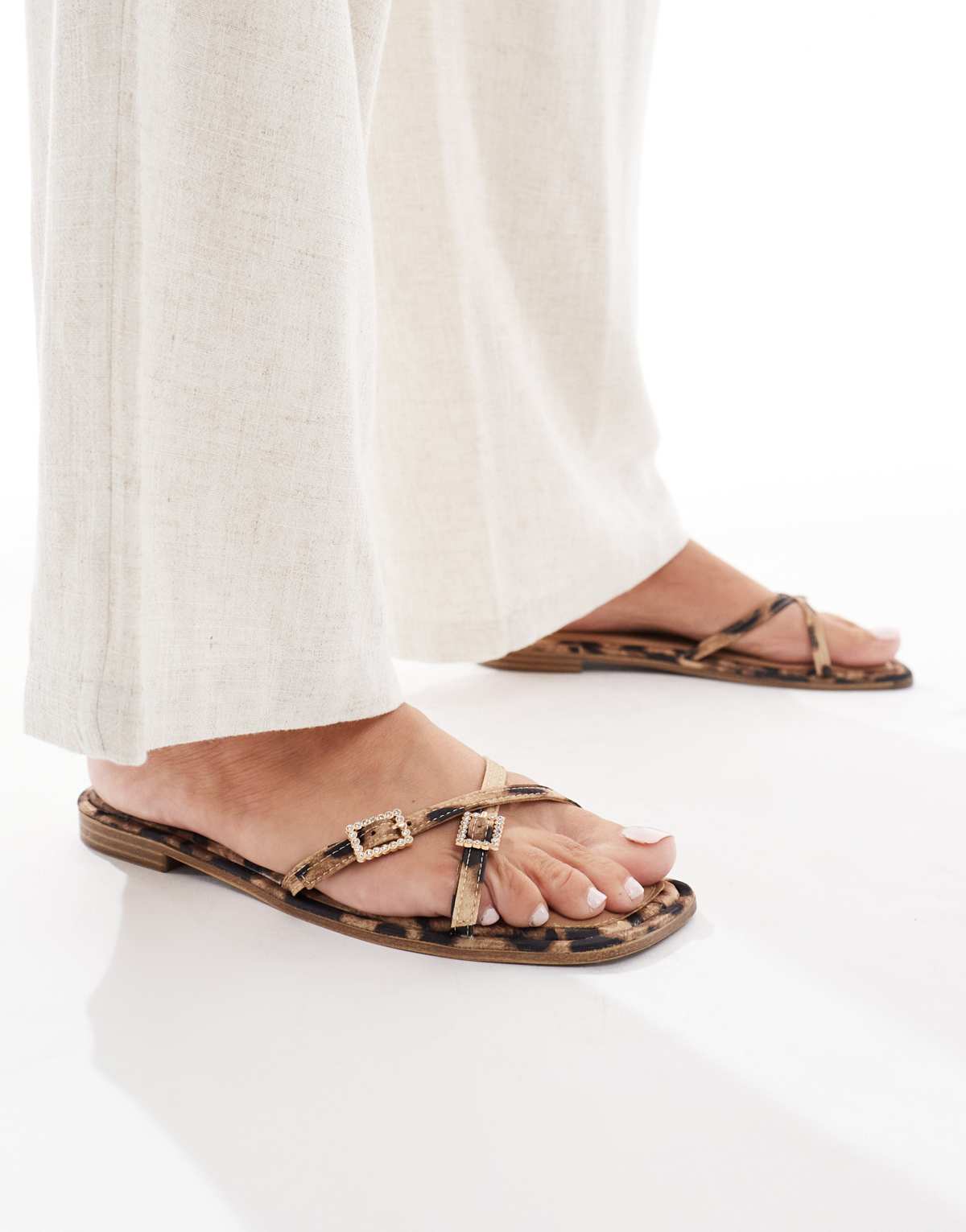 RAID Lanah strap buckle flat sandal in leopard