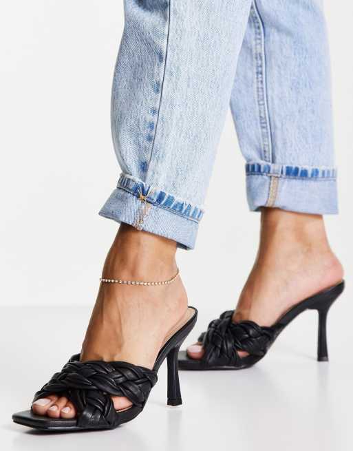 black plaited mules