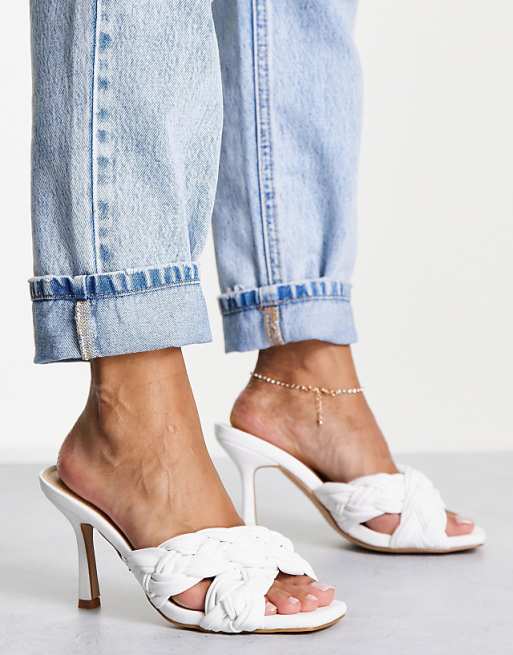 RAID Wide Fit Lauder plaited mules in white