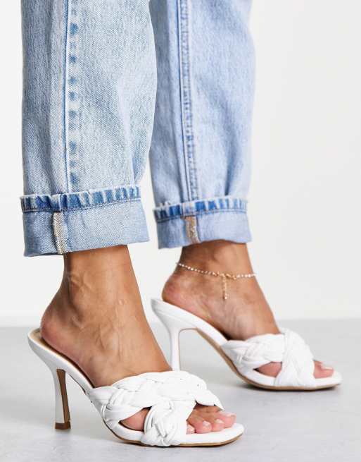 RAID Lauder plaited mules in white