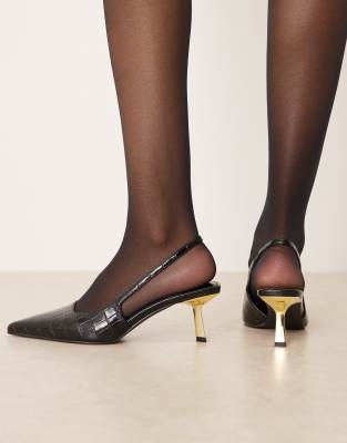 RAID - Laura - Chaussures à petit talon ouvertes au talon - Noir verni