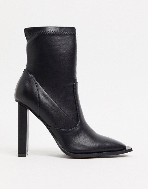 RAID Lavinia heeled sock boots with square toe in black