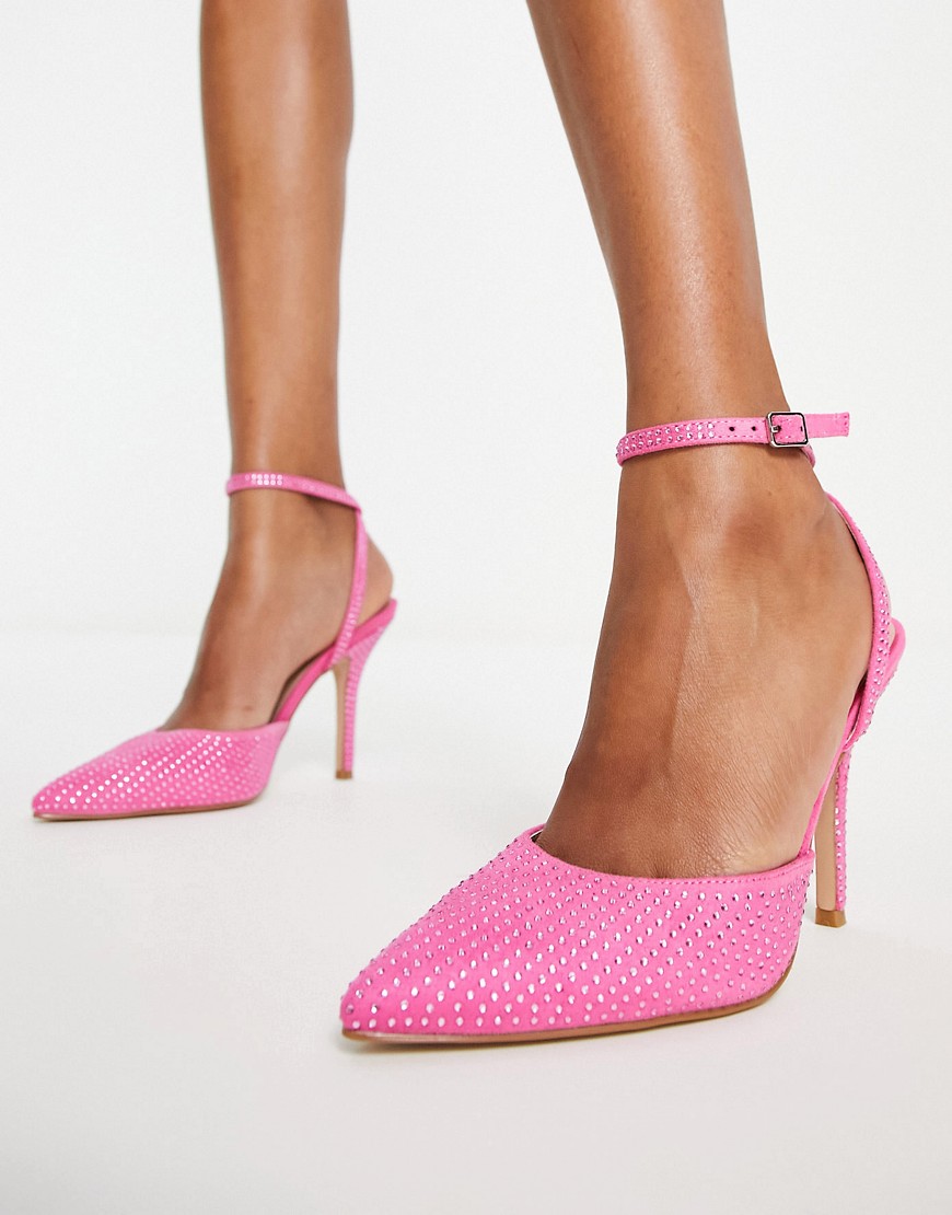 Raid Leeza Diamante Slingback Sandals In Hot Pink