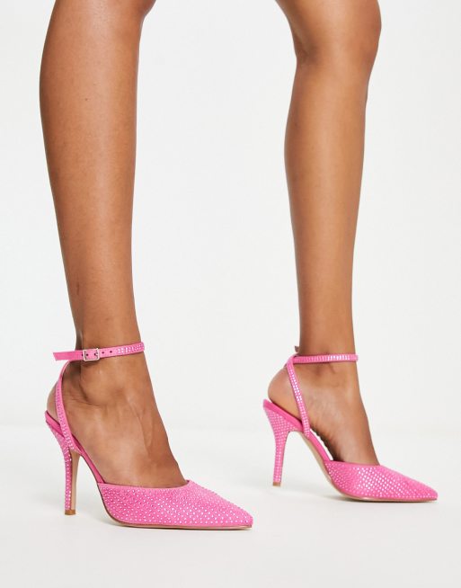 RAID Leeza diamante slingback sandals in hot pink ASOS