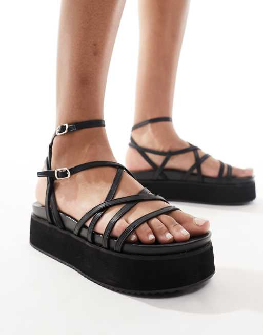 RAID - Leili - Sorte flatform-sandaler med stropper