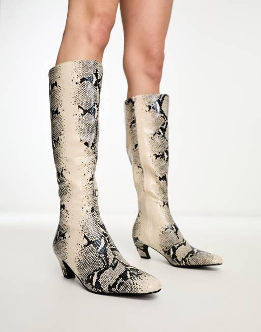 Beige best sale snakeskin boots